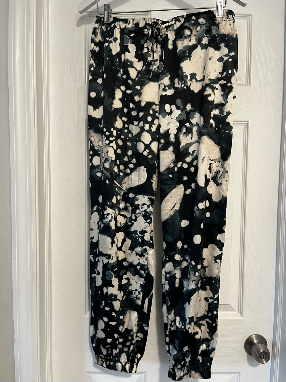 Dark Olive & Cream Tie-Dye silk pants